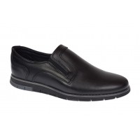 Pantofi barbati casual din piele naturala cu elastic negru SP2019EN